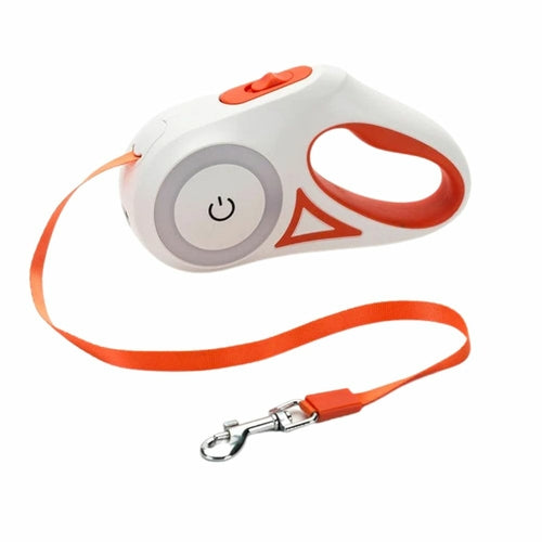 Retractable LED Dog Leash with Flashlight – 3M / 5M Automatic Pet Leash with RGB Light Ring for Night Walking