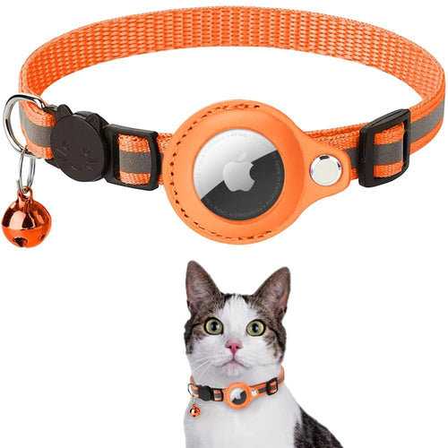 Reflective AirTag Dog & Cat Collar – Adjustable Pet Collar with Built-In Apple AirTag Holder for GPS Tracking