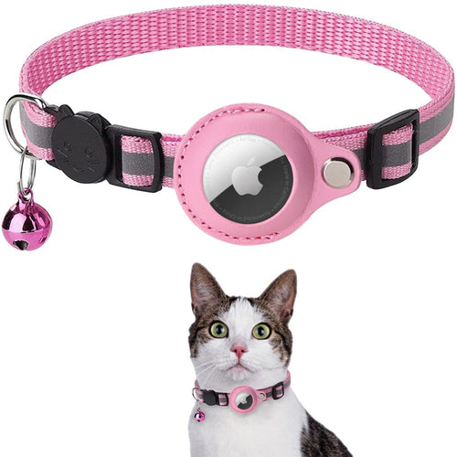 Reflective AirTag Dog & Cat Collar – Adjustable Pet Collar with Built-In Apple AirTag Holder for GPS Tracking