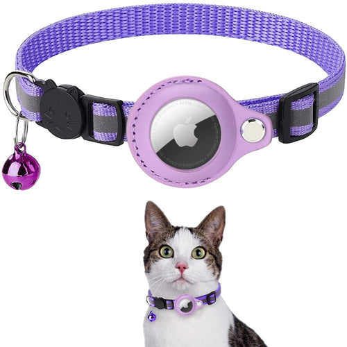 Reflective AirTag Dog & Cat Collar – Adjustable Pet Collar with Built-In Apple AirTag Holder for GPS Tracking