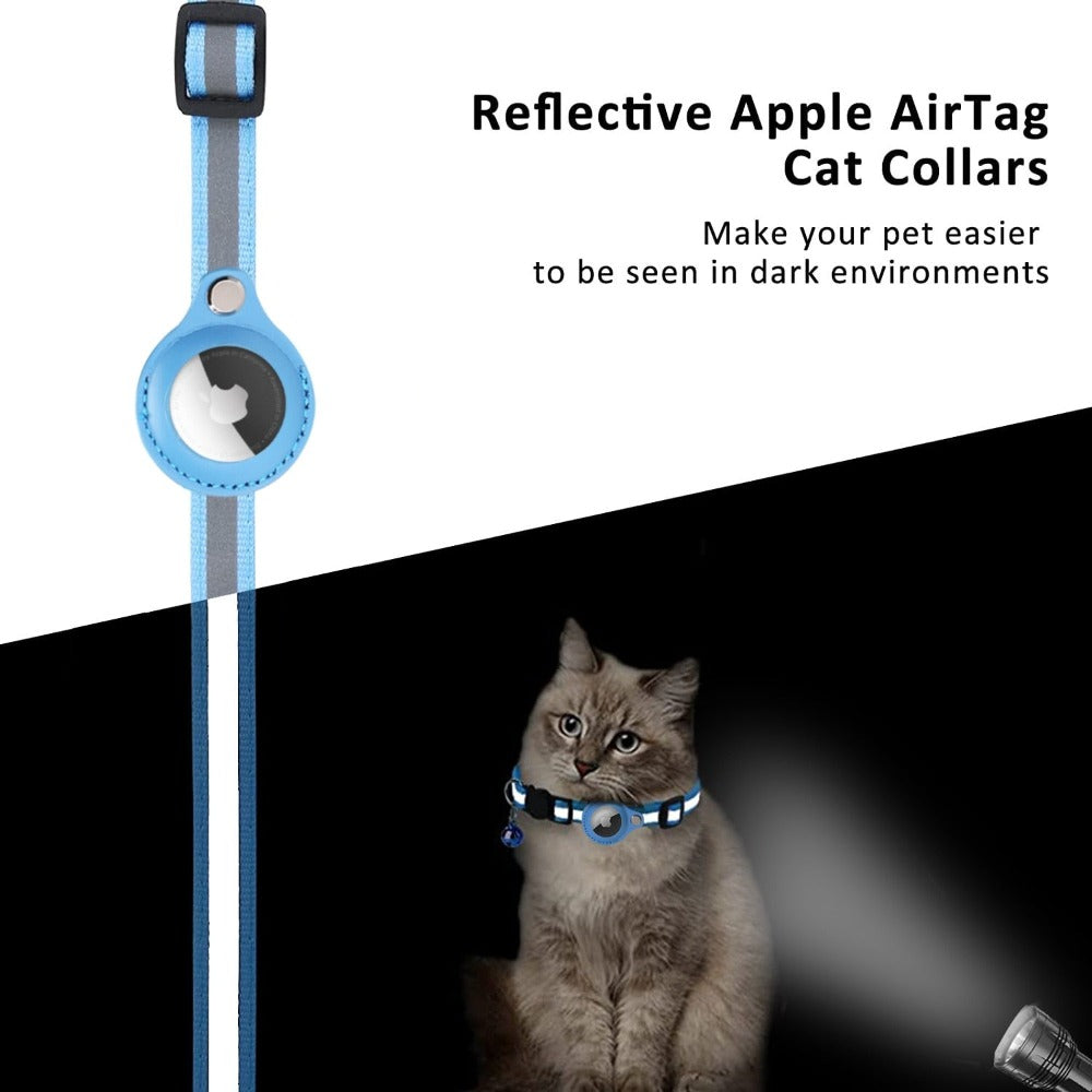 Reflective AirTag Dog & Cat Collar – Adjustable Pet Collar with Built-In Apple AirTag Holder for GPS Tracking