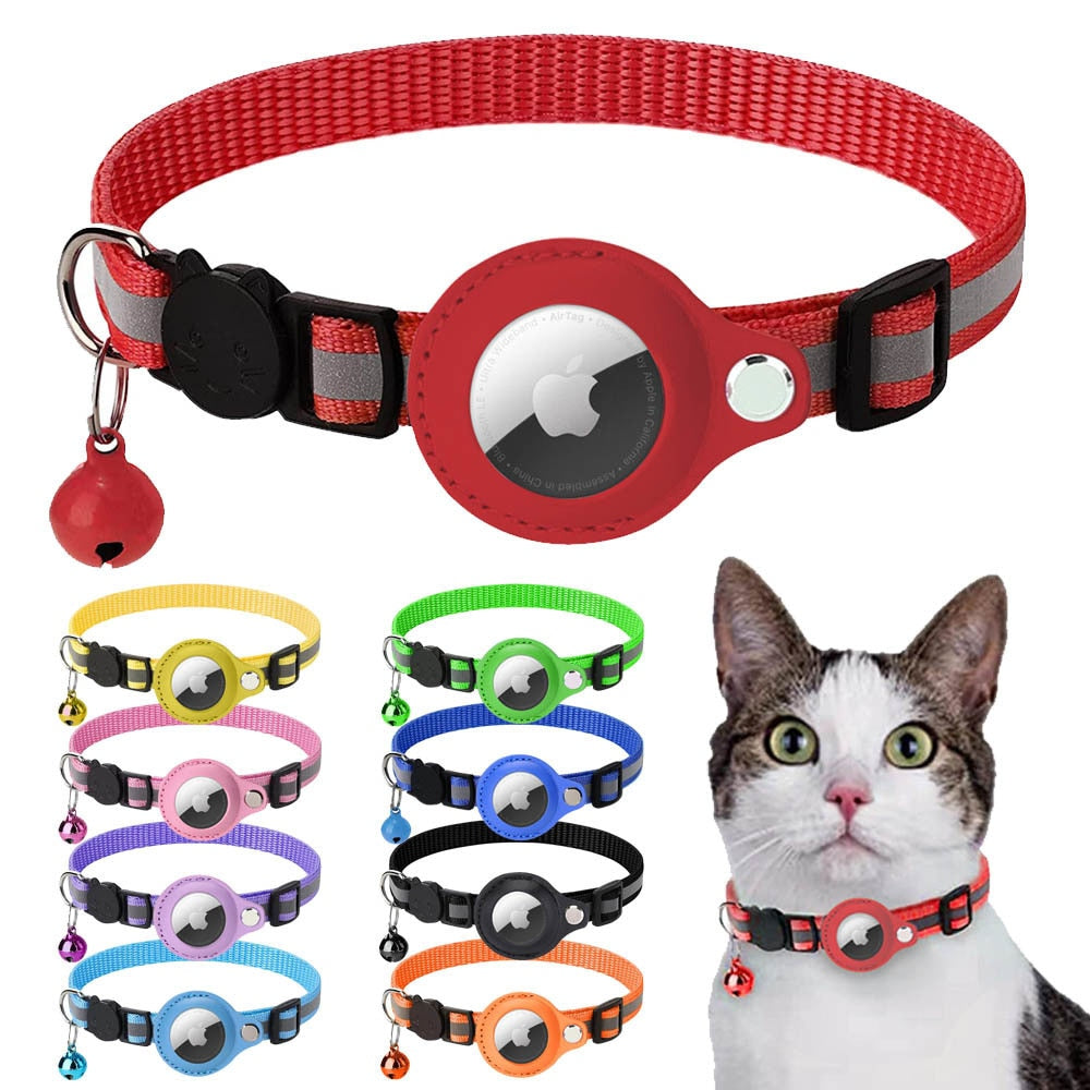 Reflective AirTag Dog & Cat Collar – Adjustable Pet Collar with Built-In Apple AirTag Holder for GPS Tracking