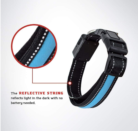 Solar LED Dog Collar – Rechargeable Safety Collar with Solar & USB Charging, Reflective High-Visibility Night Collar