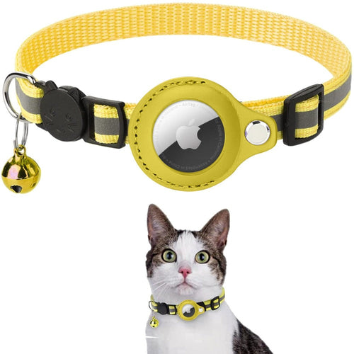 Reflective AirTag Dog & Cat Collar – Adjustable Pet Collar with Built-In Apple AirTag Holder for GPS Tracking