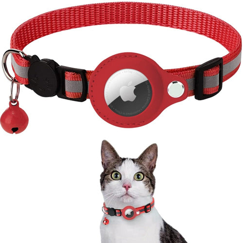 Reflective AirTag Dog & Cat Collar – Adjustable Pet Collar with Built-In Apple AirTag Holder for GPS Tracking